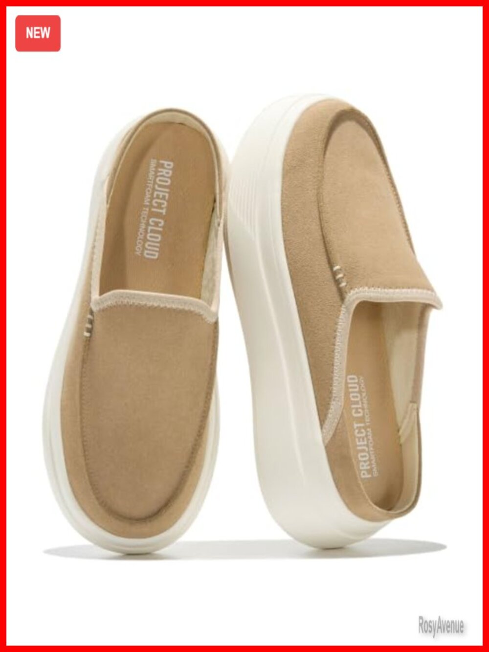 Genuine Leather Platform Mule Loafers with Slip-Resistant Outsole